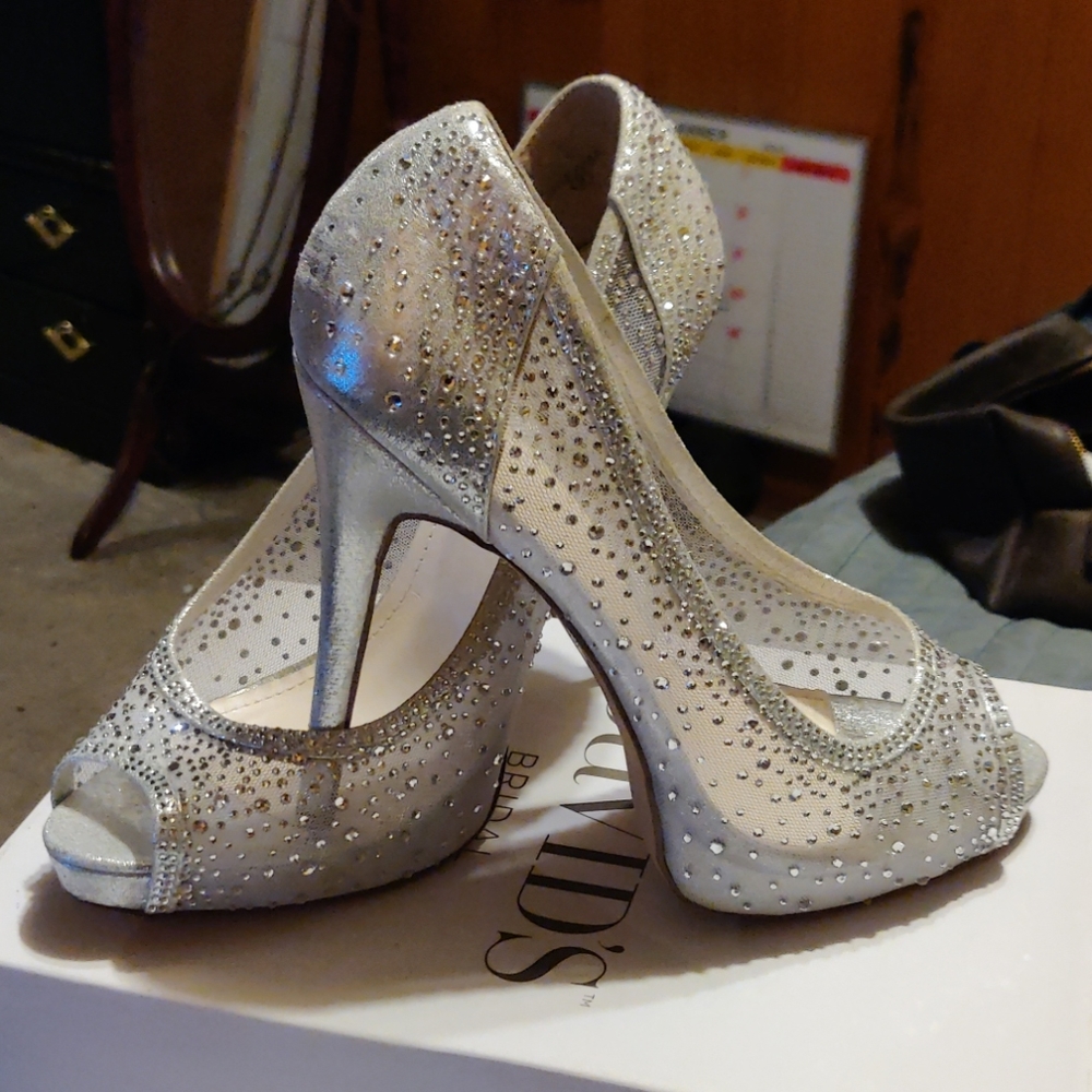 Blinged out 6 inch heels,worn once for a wedding.